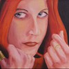 sarah au voile rouge ( 12 X 16 ) D'après une photo originale de Denis Lavoie